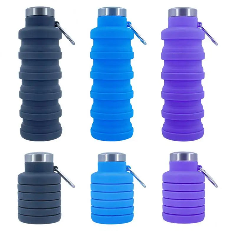 Silicone Sports Water Bottle Outdoor Retractable Water Bottle Portable Collapsible Silica Gel Cup Folding Water Bottle