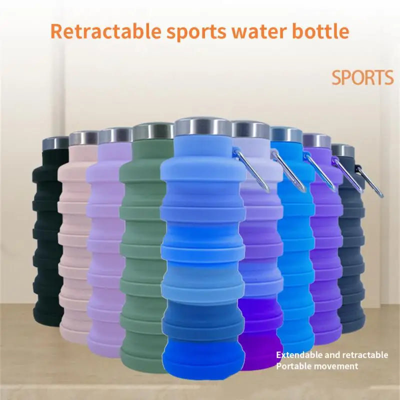 Silicone Sports Water Bottle Outdoor Retractable Water Bottle Portable Collapsible Silica Gel Cup Folding Water Bottle